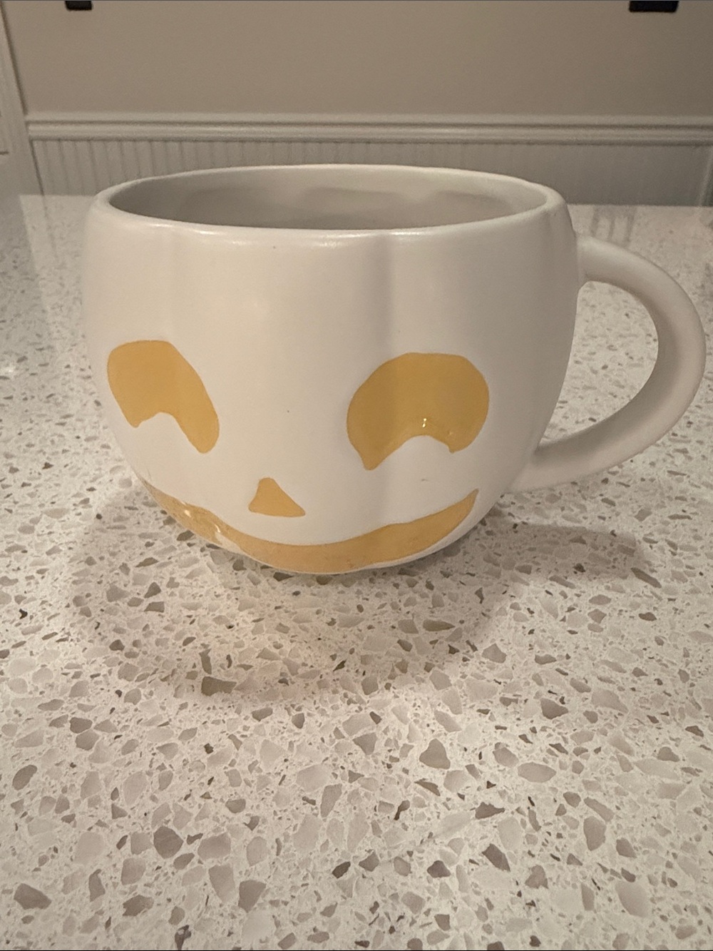 Pottery Barn Jack-O’-Lantern Face Ceramic Mug, White